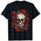 Rose Skelett Schädel Hand Rote Blume Rose T-Shirt