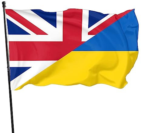 5ft x 3ft UK and Ukraine Flag, Durable British and Ukrainian Flag with 2 Metal Eyelets British National Flag England Commemorative Decorations in Sporting Events, Parties, Parade
