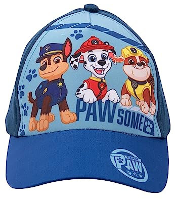 United Labels Paw Patrol Cap für Kinder, Pawsome Chase Marshall Rubble, Blau, Basecap verstellbar, Kappe für Jungen und Mädchen