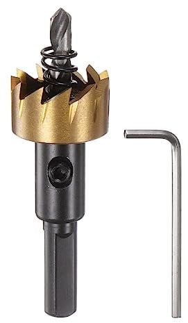 sourcing map Hole Saw 22mm (7/8) M35 HSS (High Speed Steel) Titanium Coated Drill Bit Cutter Opener for Stainless Steel Aluminum Alloy Metal Wood Plastic