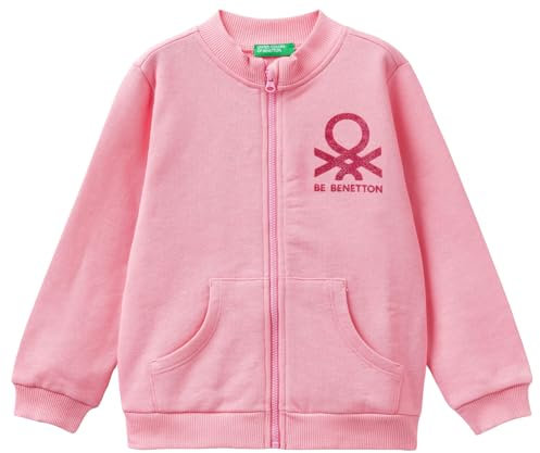 United Colors of Benetton Giacca M/L 3J70G502U Maglione Cardigan, Rosa 38E, 90 Bambina