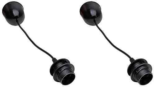 Kopp Pendule à cordon pour abat-jour, support suspendu, suspension avec douille E27 et bague vissée, noir 210205042 (Lot de 2)