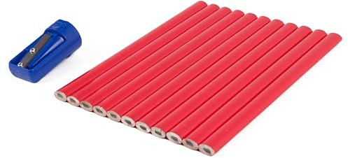 BENSON Zimmermannsbleistift Zimmermann Bleistift Anspitzer Spitzmaschine 12 tlg Set