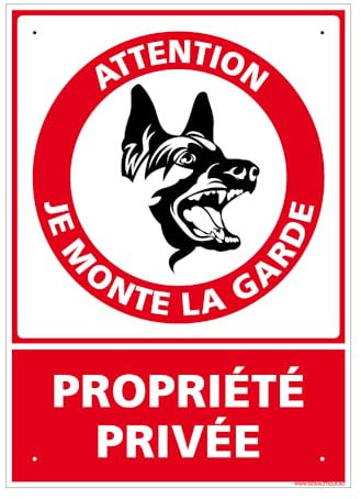 Panneau Attention, Je Monte La Garde Propriété Privée Alu 2 Mm - 210 X 300 Mm Signalisation Rectangulaire Prépercée Avec Kit De Fixation Fabrication Française