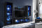 Komodee Wohnwand Wohnzimmerset Tivoli Medio, Schwarz/Schwarz, Breite 245cm x Höhe 159cm x Tiefe 35cm, LED RGB, für Wohnzimmer, Schlafzimmer