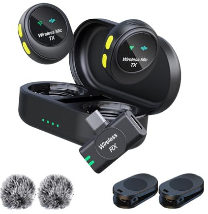 BALILA Microfono lavalier wireless per telefono cellulare Android, mini microfono USB-C a clip, cancellazione del rumore, 48kHz/24 bit, 300m di portata, per vlog YouTube live streaming podcast