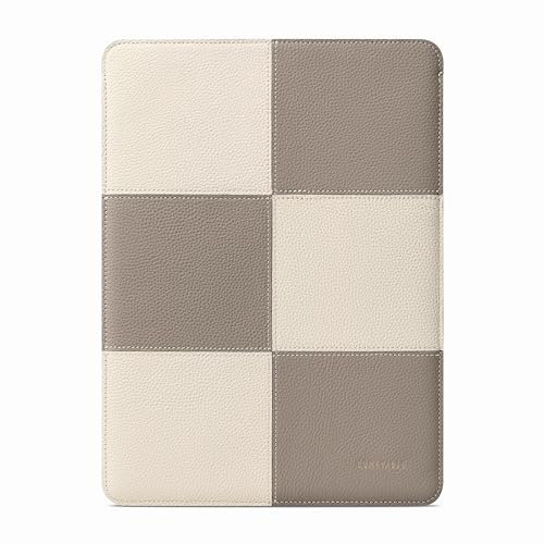 Comfyable Laptop Sleeve 13 Inch Precisely Compatible with MacBook Pro M2 2022 M1 2020-2016 & Mac Air M4 2025 A3240 M3 2024 M2 2022 M1 2020, Genuine Leather Laptop Case for Mac, Cream & Gray