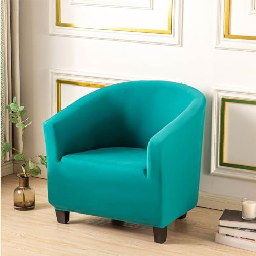 Surwin Sesselbezug Elastische Sesselschoner, Einfarbig Sesselüberwurf Universal Chair Schonbezug Sofabezug für Clubsessel Lounge- & Cocktailsessel (One Size,Türkis)