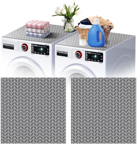 Lot de 2 housses de protection pour lave-linge et sèche-linge - 68,6 x 68,6 cm - Tapis de protection en caoutchouc de silicone antidérapant à séchage rapide pour la maison, la cuisine, la buanderie