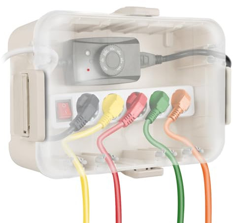 RESTMO Extra große wasserdichte Kabelbox, IP54 Outdoor-Kabelsicherheitsbox, Transparenter Deckel Wetterfeste Elektrobox, Schutzbox für Steckdosenleisten, 32 x 22 x 13 cm, Transparentes Mandel