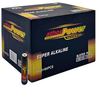 Piles AAA. Piles alcalines AAA 1,5 V en Paquet de 64 Piles. 16 blisters de 4 Piles chacun. Pile AAA Super Durable. Piles AAA LR03 Haute Puissance pour Tous Les Types de Produits électroniques.