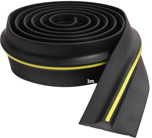 Bande d'étanchéité universelle pour bas de porte de garage robuste et résistante aux intempéries pour garder le garage propre et sec (noir, 80 mm (l) x 18 mm (H) x 3,05 m (L))