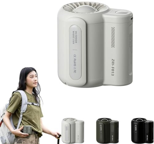 AHDFY Ventola Portatile con Clip in Vita, Ventola con Clip Fresca, Ventola con Clip Cool sotto La Maglietta, 4500mah, Ventilatore A 3 velocità, per Magliette, Giacche,Bianca