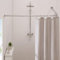 Crkmire Angolare Tenda Doccia, 99-174 cm x 139-214 cm Regolabile L Forma Doccia Rod 90 Gradi Tenda Rod per Bagno Vasca da bagno con 12 Anelli Ganci & Supporto Soffitto - Grigio Argento