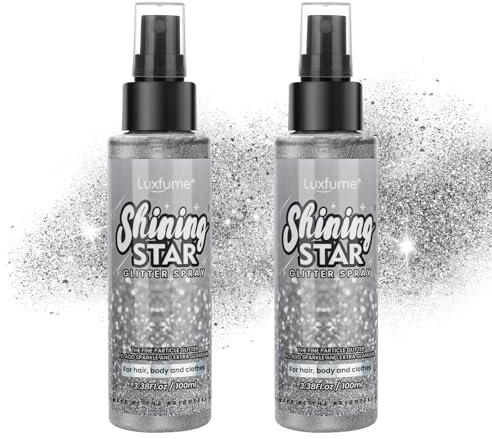 RoseFlower Lot de 2 poudres de paillettes, spray scintillant pour le corps et les tissus pour cheveux, peau, visage et vêtements – Poudre brillante scintillante pour maquillage de scène et fête de