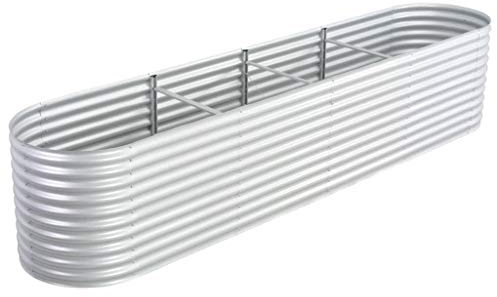 Iiaky Arriate de Acero galvanizado Plateado 400x80x81 cm jardineras Exterior Grandes Maceta huerto jardineras Exterior