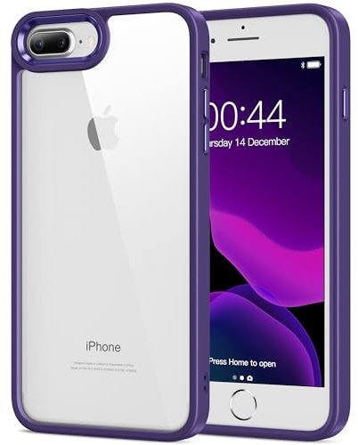 HOOMIL Cover per iPhone 7 Plus/iPhone 8 Plus 5,5 Pollici, Custodia Anti-Ingiallimento, Antiurto e Anti-Graffi, Retro Rigida Trasparente - Viola Scuro