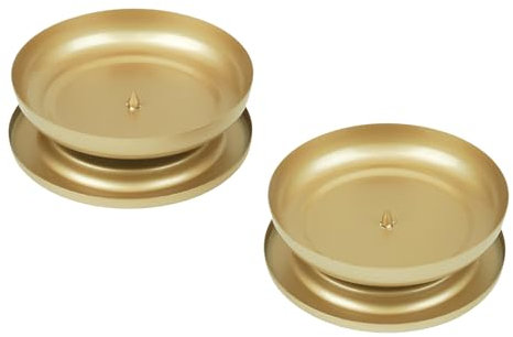 KRIPINC 2 Pezzi Porta Candele Oro, Portacandele in Ferro, Candelabro con Picco di 1cm, Candelabri per Candele a Colonna, Porta Candele da Tavolo Vintage Retrò per Matrimonio, Halloween, Natalizia