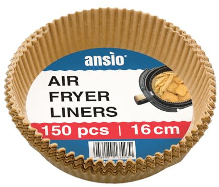 ANSIO Air Fryer Paper Liners – 150 PCS Round Disposable Liners, 16cm x 4.5cm Inner Fit – Pack of 150