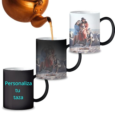 Fresh-KO -Taza Personalizada Magica | Taza Magica | 325ml | Apta para lavavajillas y microondas | Regalos Personalizados | Regalos Originales Para Hombre | Regalo original(NEGRO)