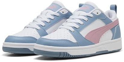 PUMA Rebound V6 LO JR Sneaker, White-Poised PINK-COOL Blue, 39 EU
