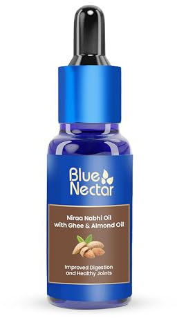 Blue Nectar Navel Oil with Ghee & Almond Oil | Ayurveda Belly Button Oil | Ayurveda Nabhi Oil for Belly Button | Naturally Supports Digestion, Metabolism & Joints Comfort (21 Herbs, 30ml)