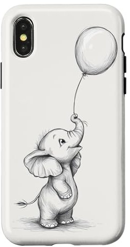 iPhone X/XS Cute, white, elephant phone Case