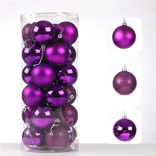 24 Stücke Weihnachtskugeln 4/6/8cm, Christbaumschmuck Set Dekoration, Kunststoff Weihnachtsbaumschmuck, Christbaumkugeln Party Dekor