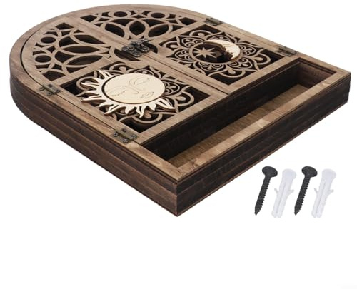 Besshepplo Sun And Moon Shelf Vitrine Wall Hanging Display Shelf Wooden Sun And Moon Shelf For Display 28 * 22 * 3cm