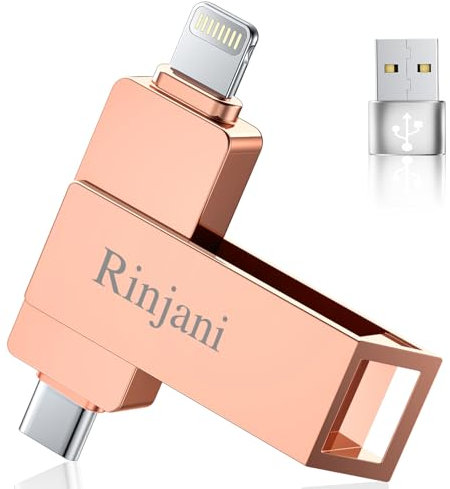 (Sin App) Pendrive 256 GB para iPhone Apple Certificación,Rinjani Pen Drive USB C para iPhone 15/16,OTG Android Smartphone,iPad,Mac,PC,Memoria USB 3.0 Externa Photo Stick Flash Drive MFi Lightning