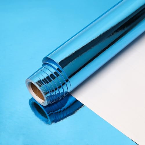 HBell Blue Metallic Wrapping Paper Roll, 43cm*10m Blue Wrapping Paper,Perfect for Gift Wrapping,DIY Crafts,Christmas,Wedding,Birthday,Festive Decorations