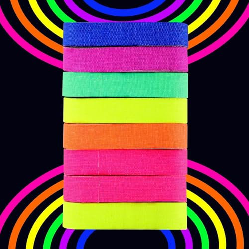 8 Rollen Neon Klebeband – Fluoreszierendes Leuchtklebeband, Leuchtendes Gaffers Tape für Partydekoration, Halloween, DIY und Handwerk (5m x 1,5cm)
