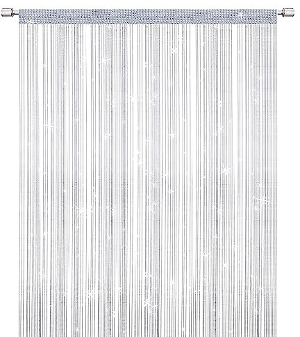 SUZEYEN White String Curtain for Doorway and Window – Elegant Tassel Room Divider Fly Screen, Decorative Fringe Curtain for Home, Bedroom, Living Room Décor