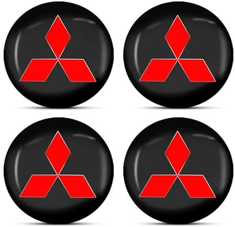 4 Stück Auto Nabendeckel Aufkleber, Radnabenabdeckung-Logo für Mitsubishi Motors Metal Label Sticker Label L200 56mm, Nabenkappen Abzeichen Sticker, Felgen Aufkleber,B
