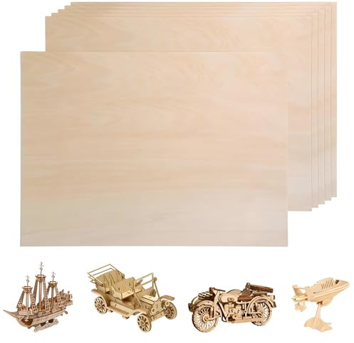6 Stück Sperrholzplatte 3mm, A4 Sperrholz Holzplatte, 300 x 200mm Spanplatte für DIY Holzarbeiten, Laserbearbeitung, Brandmalerei, Modellbau, Dekorationen, Gemälde, Geschenke