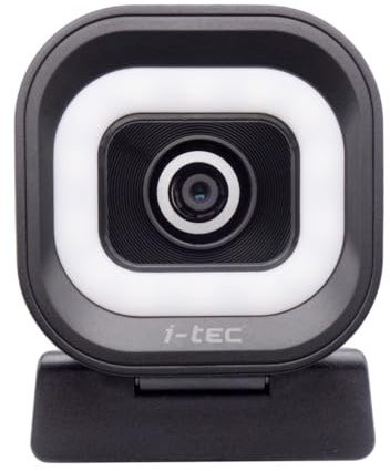 i-tec Solomon 700 Stream Webcam 4K mit Integriertes LED-Ringlicht, PDAF-Autofokus für schnelles und stabiles Fokussieren und Zwei integrierte Mikrofone