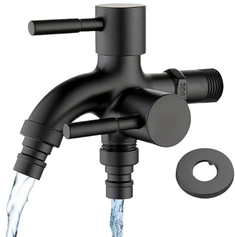 1/2 Zoll Doppel Wasserhahn Universal Doppel Auslaufhahn Edelstahl Wasserhahn Garten Doppelter Auslauf, Doppel Wasserhahn Garten, Doppel Wasserhahn Universal für Waschmaschine, Haus, Industrie (type1)