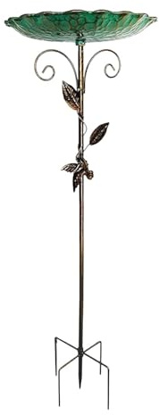 Bain d'oiseaux pour Extérieur 76 cm de hauteur, bol décoratif pour eau | Grande fontaine à oiseaux avec piquet Pour paysage, parc, pelouse, jardin, cour extérieure