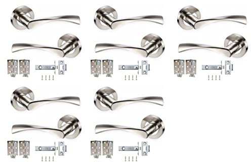 Door Handles Haven Heritage Internal Lever Latch on Rose Internal, Chrome, Indoor Door & Bathroom Set - Chrome & Satin Duo, Rose Diameter Approx 52mm - 5 Pairs