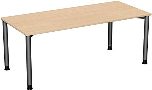 Gera Möbel 4 Fuß Flex Schreibtisch, Holzdekor, buche/anthrazit, 180 x 80 x 72 cm
