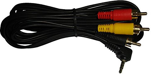 World of Data 2m 3.5mm to Triple RCA Cable - Right Angle 3.5mm Plug - 24k Gold Plated - Audio & Video Phono Lead - Digital Camera/Camcorder Connector