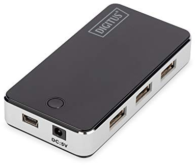 Digitus USB 2.0 Hub 7-port, 7x USB A/F, 1x USB mini incl. ext. power supply 5V DC 3.5A, 1m, bl