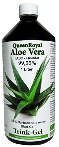 Aloe Vera IASC Barbadensis miller Trink Gel 1 Liter Flasche von QueenRoyal 99.55% Blatt-Gel pur OHNE Geschmacksstoffe OHNE Verdickungsmittel. 30035 W