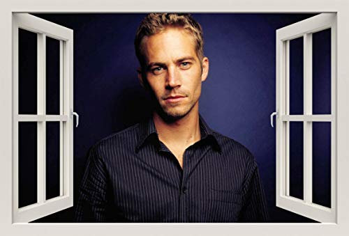 Unified Distribution Fast and Furious Paul Walker - Wandtattoo mit 3D Effekt, Aufkleber für Wände und Türen Größe: 92x61 cm, Stil: Fenster