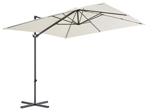 Tidyard Sonnenschirm Ampelschirm Kipp- 360 °drehbares Design Mit 8 Stahlrippen,Strandschirm Gartenschirm Mit Lüftung und Kurbelsystem,Terrassenschirm Marktschirm,Sandfarben