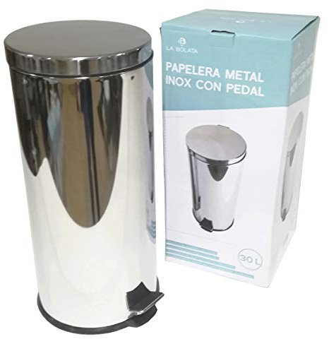 thesecrethome.es Papelera Pedal Acero Inoxidable 30L Diámetro 29 X Alto 65 cm para salón, baño, Cocina u Oficina