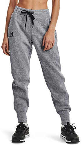 Under Armour Damen Rival Fleece Joggers Hose, Steel Medium Heather / Black Black, M EU