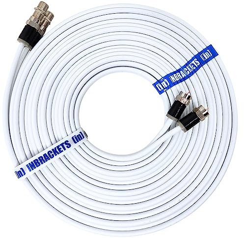 Twin Satellite Shotgun Coax Cable Extension Kit with Pre Fitted Professional Compression F Connectors for Sky Q | Sky HD | Sky+ | Freesat | By Inbrackets (10 Metres, White)