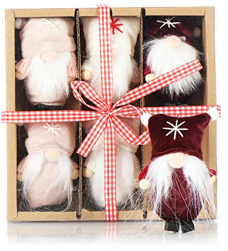 COM-FOUR® 6X Premium Weihnachtsmann-Anhänger für den Weihnachtsbaum, schwedisch-skandinavische Deko-Trolle, Engel, Feen, Weihnachtsmänner als Christbaumschmuck oder Geschenk-Anhänger