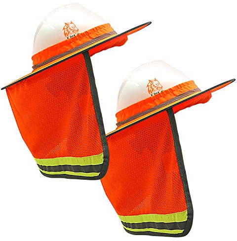 Wolf High-Visibility Orange Reflective Full-Brim Hard Hat Mesh Sun Visor Neck Shade